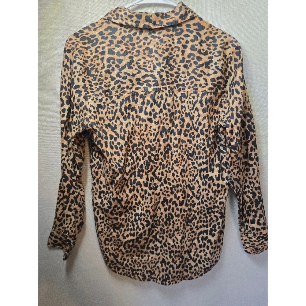 Gap The Easy Shirt Leopard Print Button Down Blouse Tan Black Small Long Sleeve - Picture 4 of 4
